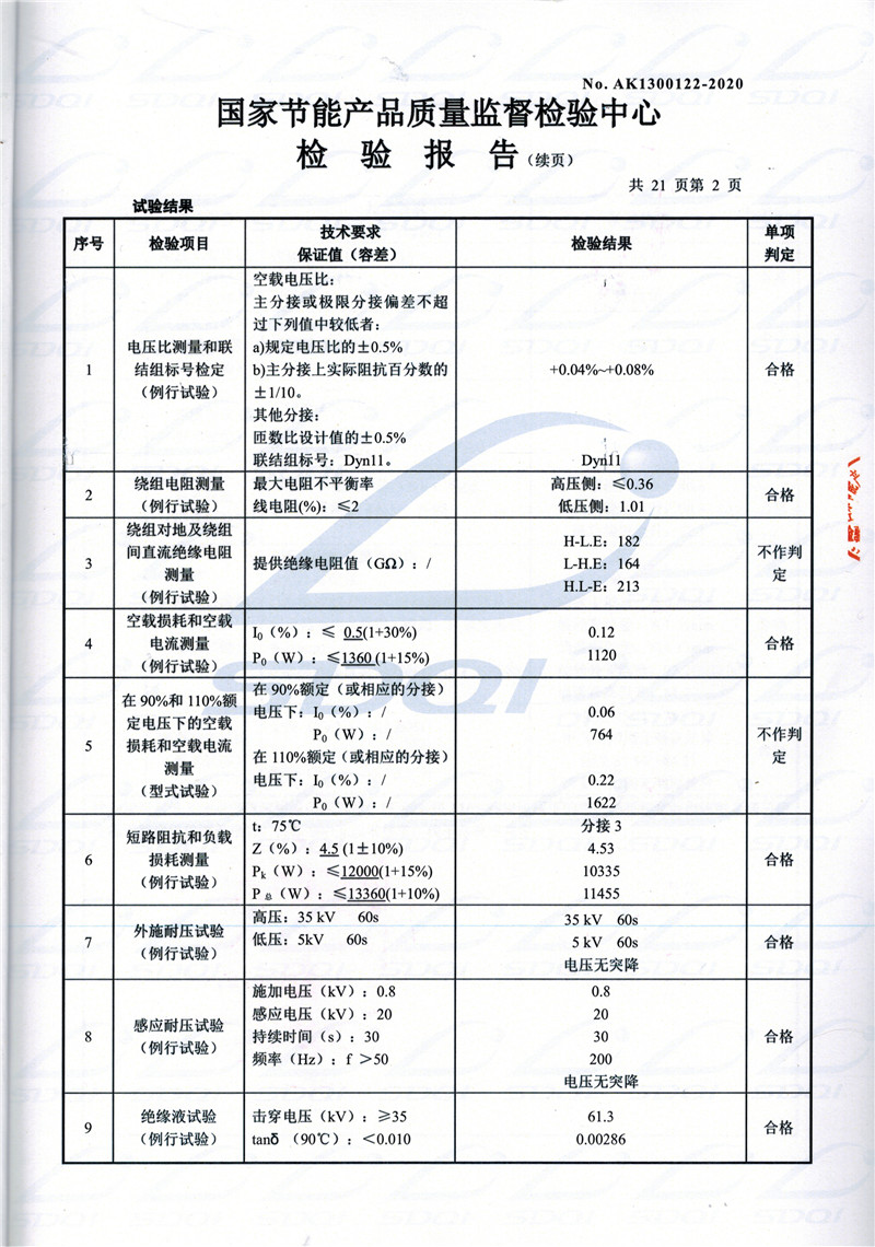 高低压试验报告-S11-1250清河门清河门清河门油浸式变压器-2.jpg